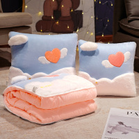 爱心 40cm 被子展开100x150cm 车用抱枕被子两用办公室空调被靠垫被子二合一午睡枕头被靠枕被