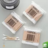 10包装1000支 双头棉签木棒脱脂化妆棉签棉棒棉球棉花棒一次性掏耳朵卸妆大棉签
