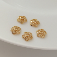 8mm蕾丝花托一份(50个) 保色14K包金配件镂空蕾丝花边花托8mm花帽珠托手链项链吊坠耳饰