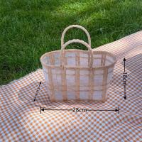 手提篮 中 ins风野餐篮踏青春游摆拍道具透明塑料编织花篮百搭手提包度假