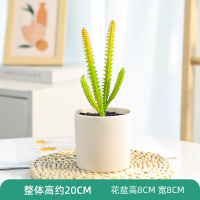 仙人柱+ins风小白盆 [优质品] 北欧仿真绿植仙人掌多肉假花小盆栽摆件客厅装饰摆设桌面仿生盆景