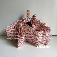 三色堇无黑胶雨伞 绝绝子颜控必入 msho万众瞩目/奶昔粉三色堇 实木手柄黑胶雨伞晴雨两用遮阳防晒伞