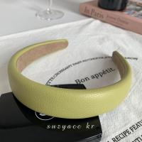 果绿色 suzyacc kr春款法式牛油果奶昔皮质头饰发箍高颅顶头箍女百搭外出