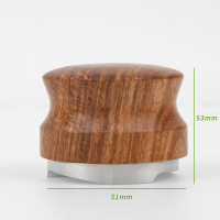51mm三叶花梨木布粉器 咖啡实木压粉座意式咖啡机配套器具手柄支撑架压粉器填压底座套装