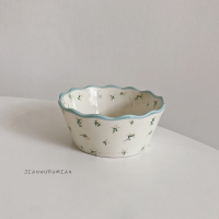 花边碎花小碗(蓝) 见物如面 花边碎花小碗少女心家用饭碗甜品麦片碗 釉下彩4.5寸