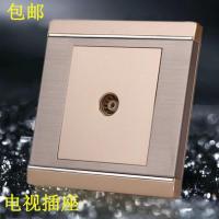 86型 开关插座面板M8香槟金不锈钢拉丝闭路插座一位有线电视插座