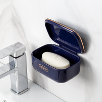 雾海蓝 肥皂盒带盖沥水大号香皂盒子置物架壁挂式托盘卫生间放洗衣皂神器