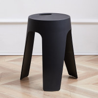 贝克姆凳黑色加厚 承重500斤 餐椅家用塑料凳子创意风车圆凳加厚可叠放现代餐桌吃饭椅子高板凳