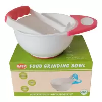 红白色 兔本婴儿辅食研磨碗宝宝辅食工具手动水果辅食研磨器果泥研磨碗