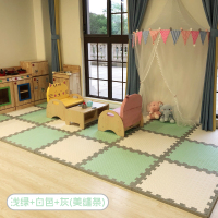 白+浅绿[灰美缝条] [4片装]☆60*1.2cm☆(无甲醛) 加厚环保拼接泡沫地垫室内卧室家用地板垫儿童爬行垫大号拼图