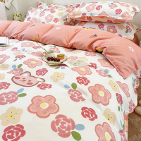 美好生活 学生床[适合150x200被子]三件套 ins风床上四件套水洗棉春秋学生花被套床单人儿童宿舍床品三件套4