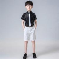 男童领带款(白短裤+衬衫+领带) 90cm 儿童西装套装礼服男童主持人小孩钢琴演出服花童钢琴表演英伦风夏
