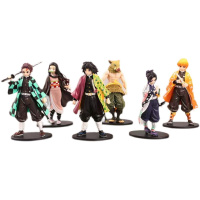 鬼灭之刃站姿6款 大号6款鬼灭之刃 炭治郎祢豆子我妻善逸伊之助义勇蝴蝶忍手办摆件