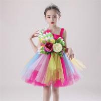 开场舞玫红 100cm 女童幼儿舞蹈服绿色公主裙花仙子表演服亮片纱裙儿童花朵蓬蓬裙