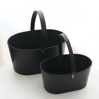 黑色小号[21*14*10.5] 皮质手提花盒小号手拎花篮鲜花插花篮花艺包装材料水果鲜花包装篮