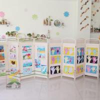 屏风底座 小屏风隔断矮幼儿园分区角隔离栅栏装饰折屏教室藤编可折叠活动用