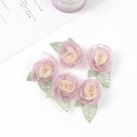 紫色 三朵 烧边山茶花纱花花朵仿真花假花 diy发夹材料服饰婚纱礼服装饰辅料