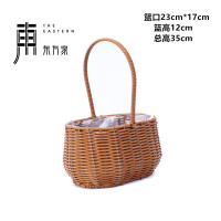 -F6 中 东方家 设计款复古风手提花篮鲜花绿植鲜花收纳F6