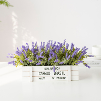 深卡其布色 薰衣草白栅栏 栅栏仿真花假花束装饰客厅干花摆件摆设家居室内桌面花艺绿植盆栽