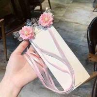 粉色蝴蝶花飘带一对 超仙古风汉服头饰儿童发夹女童中国风超长丝带古装公主流苏发饰女