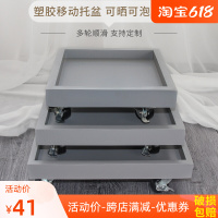 默认灰色 其他颜色务注 正方形花盆移动托盘方型带轮刹车花盆托接水底盘万向轮底座大尺寸