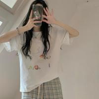 白色T恤 分开拍 PPHOME日常超随意~宽松百搭短袖T恤+松紧腰抽绳格子直筒休闲裤女