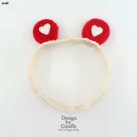 红色爱心 小鹿婴儿发带可爱卡通耳朵发饰男女萌宝宝羊毛毡发箍儿童公主头饰