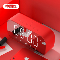红色 官方标配 多功能蓝牙音响低音炮带时间显示闹钟温度电子数字时钟家用小音箱