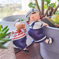 水手公仔 一对# 花园装饰品摆件水手户外庭院阳台布置造景桌面微景观挂件花盆挂饰