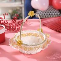 金色款一个圆形口部直径18全高22 花童撒花蓝瓣篮手工编织篮婚礼婚庆伴娘手提花篮成人儿童舞蹈篮