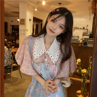 印花牛仔裙 S[80-90斤] 胖MM大码牛仔背带裙女夏装设计感连衣裙盐系炸街显瘦遮肉两件套装