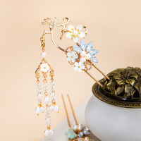 月瑶发簪(左右随机发,买2只 古风发饰汉服头饰耳饰套装超仙气发簪对钗步摇长流苏发冠古装配饰