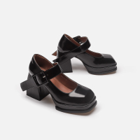 黑色 35 玛丽珍小皮鞋设计感女小众女鞋夏款单鞋一字扣带粗跟高跟鞋萝莉鞋