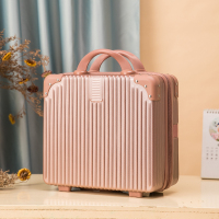 [磨砂包角款]玫瑰金 [送贴纸+镜子] 14寸无密码锁 化妆箱14寸手提箱子16小型行李箱女收纳箱便携洗漱包时尚拉链潮流