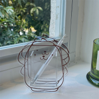 帽子熊 ins风可爱卡通少女心亚克力大容量笔筒化妆刷收纳桶桌面摆件学生