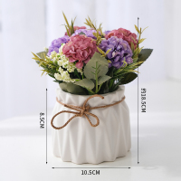 紫色绣球花 花盆+花 仿真花艺套装饰品摆件客厅家居绢花干花花束塑料假花迷你小花盆栽