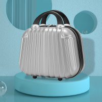 简约竖条纹款银色 12寸 16寸手提箱女化妆箱14寸迷你小行李箱登机箱东隅便携收纳旅行箱子