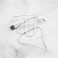 白色USB充电线弯头1米左右 云朵咪兔闹钟充电线松下led镜子化妆镜招财猫小台灯DC5V电源线USB