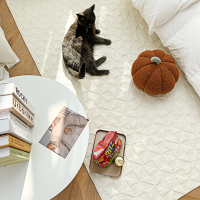 Chenxi-茵曼米白(重工绗缝) 抱枕45*45不含芯 蔓越家 北欧复古全棉床边地垫卧室地毯客厅爬行榻榻米防滑可机洗