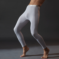 裤子:银灰色 M [推荐体重100-130斤] 冰丝秋裤男内穿薄款光面保暖春秋修身打底紧身弹力超薄丝滑衬裤夏