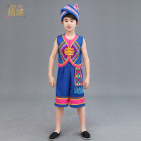 22款蓝色男款 110 六一儿童民族服装苗族演出服男童云南彝族表演服女童瑶族侗族夏季