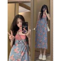 单件牛仔背带裙 S 甜酷系辣妹穿搭御姐女神范牛仔背带裙无袖吊带连衣裙子两件套装夏