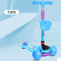天蓝色 滑板车儿童2-3-5-6岁以上踏板男童女孩闪光悍马轮宝宝滑滑溜溜车