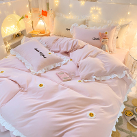 浅粉 1.2m床单款(适合150x200被子)三件套 韩式仙女床裙公主风床上四件套北欧风ins床单被套被罩床品三件套4
