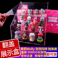 翻盖款 2层放6人 全透明 亚克力翻盖展示盒泡泡玛特茉莉毕奇扭蛋sonny娃娃手办盲盒收纳