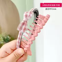 2#粉色带齿发箍2件套 儿童发饰女孩秋冬布艺发箍发卡带齿格子珍珠宝宝头饰女童可爱配饰