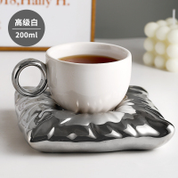 银白色-200ml 高颜值马克杯子陶瓷家用办公室咖啡杯ins风女可爱情侣款一对水杯