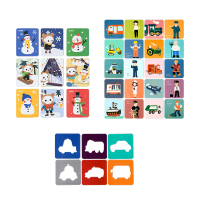 A:雪人+城市里的人+城市汽车 bckid宝宝婴幼儿益智启蒙早教认知卡识图动物卡片儿童看图识字卡