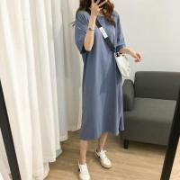 C12-纯色-宝蓝色 S 大码孕妇连衣裙不显怀遮肚长裙短袖孕妇装时尚款夏装t恤裙子潮妈