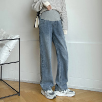 蓝色 M 孕妇牛仔裤孕妇裤子春秋款外穿宽松直筒阔腿裤薄款大码孕妇装春装